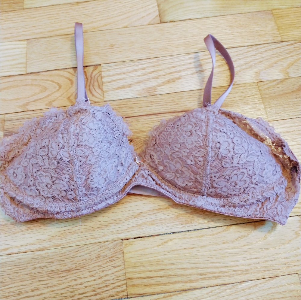 Aerie Dusty pink lace bra with no underwire size 34C